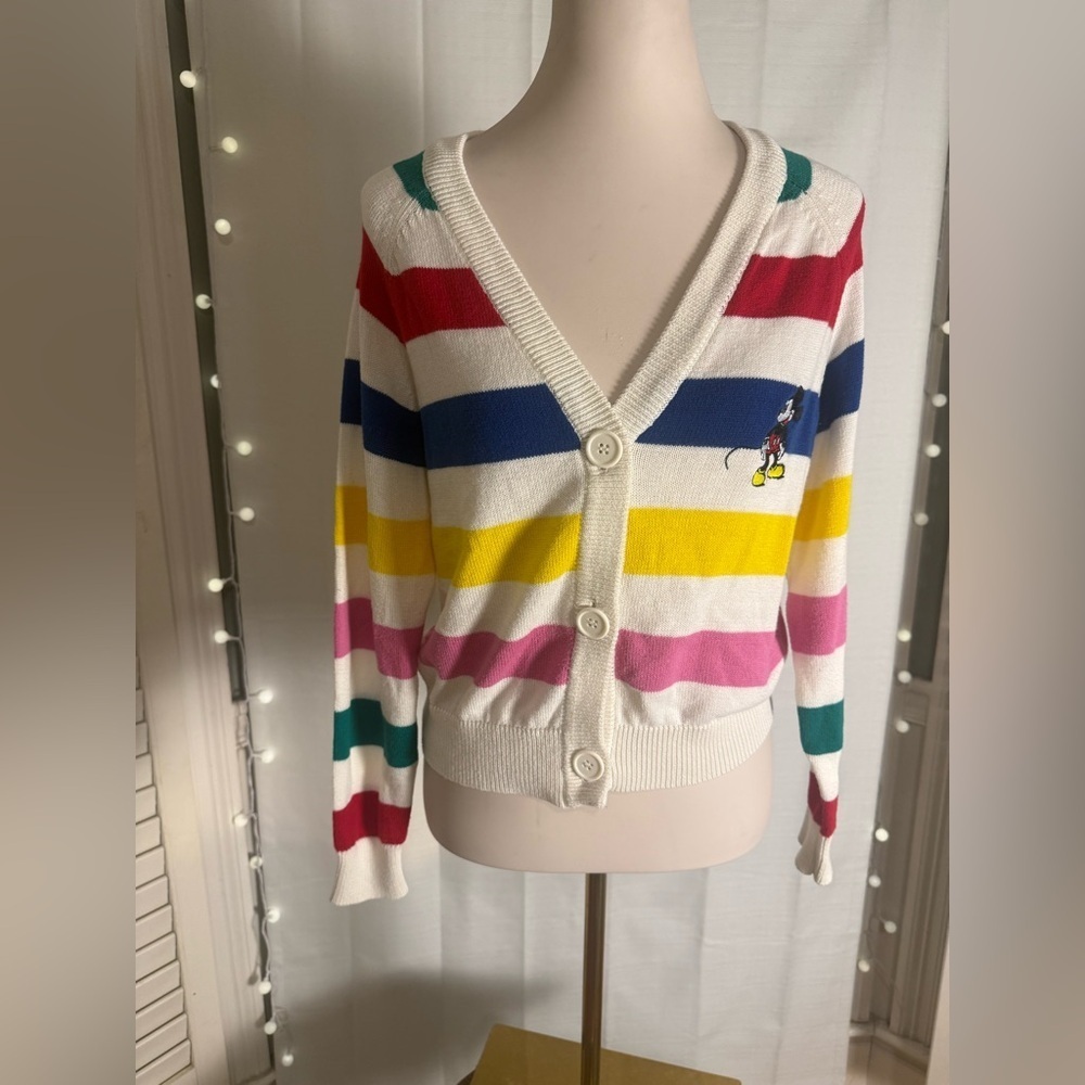 Disney 100 Mickey Mouse Rainbow Stripe Cardigan XS